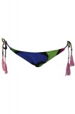 SW1131-4 Slip de baie cu imprimeu si snur cu ciucuri pe laterale