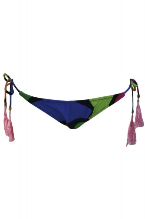 SW1131-4 Slip de baie cu imprimeu si snur cu ciucuri pe laterale