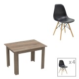 Cumpara ieftin Set dining Manka-Julita, Pako World, 5 piese, Negru-Sonoma, 110x80x77 cm