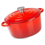 Oala de fonta emailata cu capac, maner din inox, rosie, 4 L, Magic Home