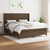 Gossi pat box spring cu saltea, maro inchis, 160x200 cm, textil