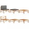 Set mobilier gradina cu perne gri inchis, 3 piese, lemn de tec