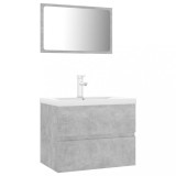 Set mobilier de baie, gri beton, lemn prelucrat