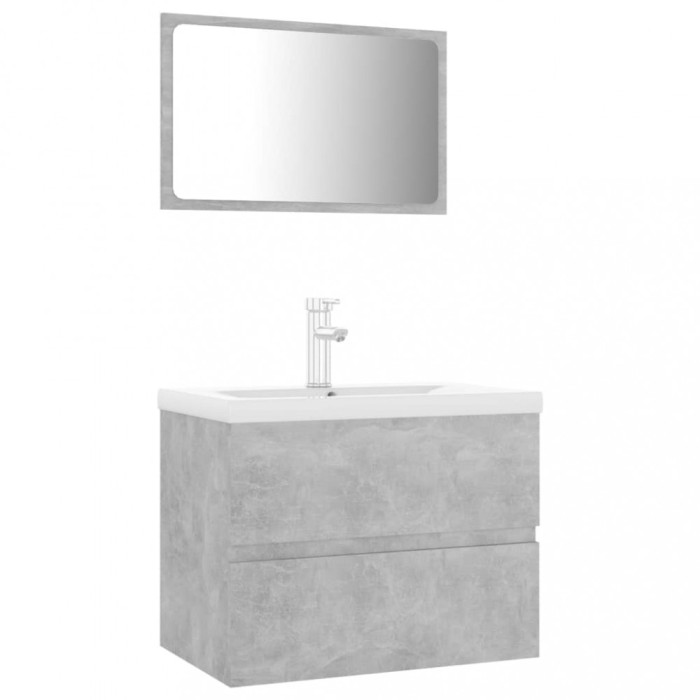 Set mobilier de baie, gri beton, lemn prelucrat