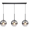Pendul cu 3 globuri, dulie E27, fumuriu, culoare corp negru, inaltime reglabila