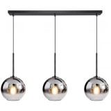 Cumpara ieftin Pendul cu 3 globuri, dulie E27, fumuriu, culoare corp negru, inaltime reglabila