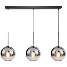 Pendul cu 3 globuri, dulie E27, fumuriu, culoare corp negru, inaltime reglabila