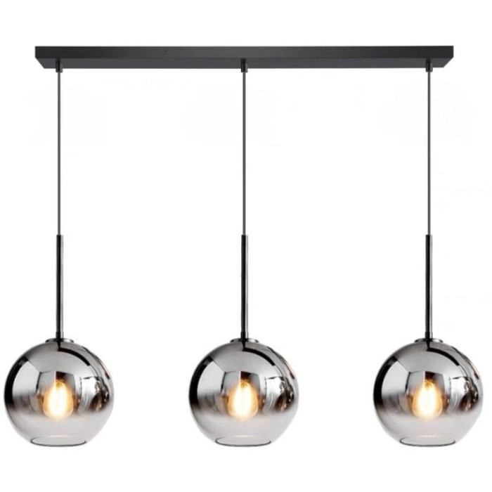Pendul cu 3 globuri, dulie E27, fumuriu, culoare corp negru, inaltime reglabila