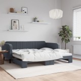 vidaXL Pat de zi cu extensie, gri &icirc;nchis, 100x200 cm, catifea