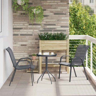 Set Bistro 3 Piese Anthracite Textilenă și Oțel foto