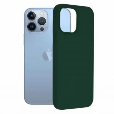 Husa iPhone 13 Pro Max Silicon Verde Slim Mat cu Microfibra SoftEdge foto