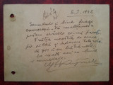 1942-C.P. circ.CENZURAT Buc.-Pl.-Soc. Marasesti-Autograf Gen.Rujinschi-Rara, Necirculata, Printata
