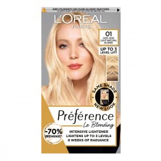 Vopsea de par permanenta cu amoniac Preference Le Blonding 01 Blond Natural foarte deschis, 178ml, L&#039;Oreal Paris