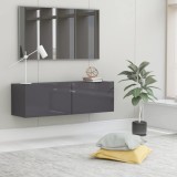 Comodă TV, gri extralucios, 100 x 30 x 30 cm, lemn prelucrat