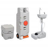 VidaXL Set portabil cu toaletă, lavoar și rezervor apă pentru camping