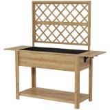 Outsunny Strat de Grădină &Icirc;nălțat cu Grilaj pentru Plante, Jardinieră &Icirc;nălțată cu Rafturi Laterale Pliabile, 243.5x192x195 cm, Gri | Aosom Romania