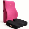 Set 2 Perne Ortopedice Linomag&reg;, Perna lombara completa & Perna sezut din spuma cu memorie, Suport pentru coccis & Suport lombar complet, Negru/Roz