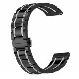 Curea ceramica, compatibila cu Huawei Watch 3 Pro, VD Very Dream&reg;, telescoape QR, Negru-Argintiu