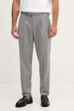 BOSS pantaloni de l&acirc;nă culoarea gri, cu fason chinos, 50551829