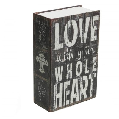 Seif secret tip carte Pufo cu cheie pentru blocare, model Love with whole Heart, 24 x 15 cm foto
