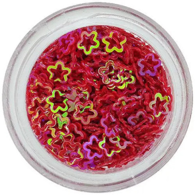 Confetti nail art &amp;icirc;n formă de floare cu gol &amp;icirc;n mijloc, roşu foto