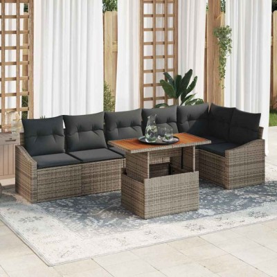 vidaXL Set de masă pentru grădină 7 pcs Gri și Brown 100 x 55 x 73 cm 3349845 foto