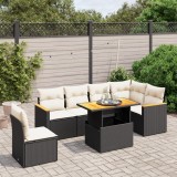 VidaXL Set canapele de grădină cu perne, 7 piese, negru, poliratan 3273100