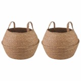 vidaXL Vază pentru plante cu m&acirc;nere 2 pcs natural &Oslash; 32 x 32 cm 42012257