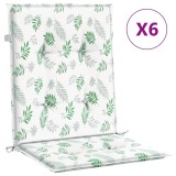 Cumpara ieftin Perne de scaun spatar inalt, 6 buc., model frunze, textil