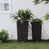 Jardiniera cu interior detasabil, maro, 21 / 49 L, PP ratan GartenMobel Dekor, vidaXL