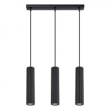 Lampă Suspendată Karbon Negru Din Aluminiu Cu 3 Becuri Tub Minimalist De Interior.