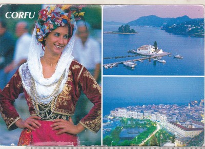bnk cp Grecia - Corfu - Femeie in costum popular- necirculata foto