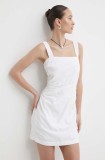 Abercrombie &amp; Fitch rochie din in culoarea alb, mini, mulată
