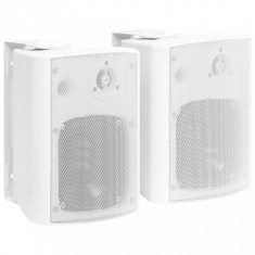 vidaXL Boxe stereo de perete, interior/exterior, 2 buc., alb, 100 W, cu alimentare pe linie