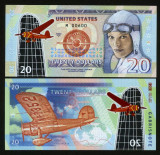 !!! SUA = FANTASY NOTE = 20 DOLARI , AVIATOAREA AMELIA EARHART - 2020 - UNC