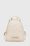 Love Moschino rucsac femei, culoarea bej, mic, cu imprimeu