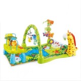 Salteluta Interactiva Bebe cu Masuta Activitati, Arcada Jucarii Detasabile, Sunete, Lumini, Melodii, 70x60x67cm