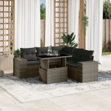 Set mobilier gradina cu perne, 6 piese, gri, poliratan