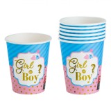 Set Pahare Carton, &quot;Girl or Boy?&quot;, Capacitate 240ml, Multicolor, 6 Bucăți, Oem