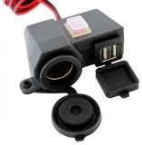 Priza de bricheta suplimentara, waterproof, 12V, 10A, cu 2 porturi incarcare USB, 5V, 2,1A, cu destinatie