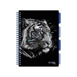 Caiet cu Spirala si Separatoare Strigo Pads Project Book TIGRU B5, Dictando, Negru