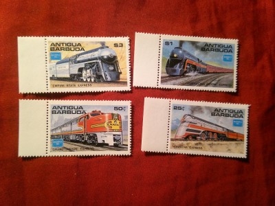 Serie Antigua si Barbuda - Cai Ferate - Trenuri - Ameripex&amp;#039;86 , 4 valori foto