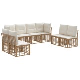 vidaXL Set de canapele de exterior cu pernă 8 pcs natural Poliester 3437438