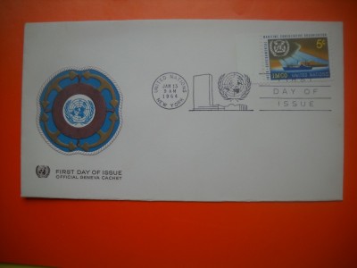 HOPCT PLIC FDC S NR 384 ANUL 1964 - ONU-NATIUNILE UNITE BIROUL GENEVA-ELVETIA-NECIRCULAT foto