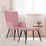 Scaun de relaxare cu taburet, roz, catifea