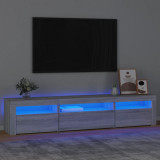 VidaXL Comodă TV cu lumini LED, gri sonoma, 195x35x40 cm