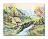 Cumpara ieftin Tablou peisaj de la munte, pictat manual 50x40cm ulei pe panza, Romeo Coroi