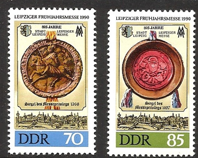 B0650- Germania DDR 1990 - Targul Leipzig 2v.neuzat,perfecta stare