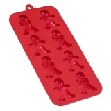 Forma de copt din silicon cu 8 compartimente Gingerbread-Man,rosu,21x10 cm
