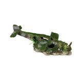 DECOR PENTRU ACVARIU EPAVA AVION MARE CU PLANTE FLAMINGO 35X16X16CM